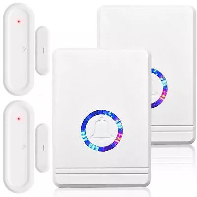 Wireless Door Open Chime Doorbell 48 Melodies 2Plugin Receiver& 2Magnetic Sensor • $42.26