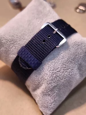 1960's-1970's NOS 18mm Blue Woven Nylon 1 Piece Military Style Watch Band • $18.95