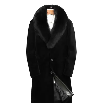 Faux Mink Coat Men Full Mink Long Mink Fur Coat Casual Large Size Warm Jacket • $113.24