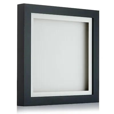 Black 3D 1  Cube Range Deep Box Shadow Frame Scrabble Box Display Case Medals • £21