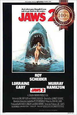 Jaws 2 Two Ii Shark Behind Skier Original Cinema Art Print Premium Poster • $11.95