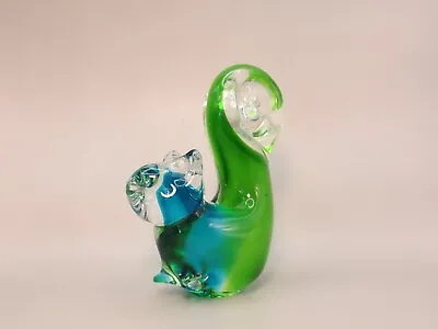 Murano Hand Blown Art Glass Blue Green Squirrel Figurine 4 1/2” Tall • $49.95