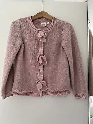 Laura Ashley Girls Pink Cardigan. Age 5-6 Years. Silver Detail Throughout. Bow • £5