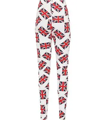 Womens Ladies Girls Union Jack Platinum Jubilee Stretch UK Print Leggings Pants • £8.75