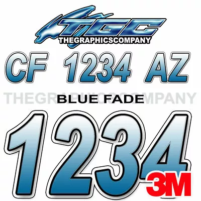 Blue Fade Custom Boat Registration Vinyl Decals Stickers Lettering Your Numbers • $26.99