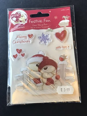 £2.50 • Buy Fizzy Moon Festive Fun Christmas Clear Stamp Set - With Love Bears Snow Scene