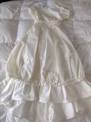 Vintage Jessica McClintock Girls Cream Flowers Flower Dress Train Size 7 GUC • $25