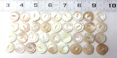 36 Vintage Iridescent Mother Of Pearl White Carved Round Buttons 18mm (11/16 ) • $9