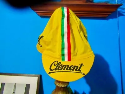 Clement Vintage Italian Cycling Hat. Yellow Color Stretchy Fit • $24.99