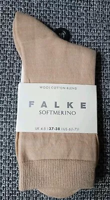 Falke Soft Merino Wool Socks 1 Pair Beige Size UK 4-5 • £16.99