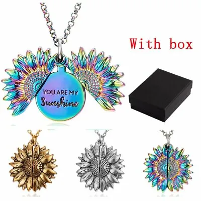 £3.83 • Buy You Are My Sunshine Engraved Sunflower Pendant Necklace With Box Fashion Jewelry