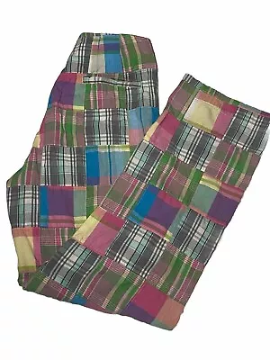 Retro Cape Madras Colorful Plaid Cropped Pants Indian Cotton Size 2 Note: Stain • $16