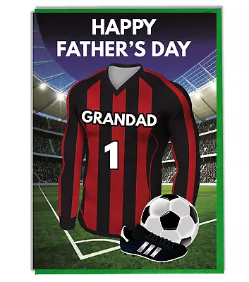 £3.49 • Buy Fathers Day Football Card For A Grandad - Red, White & Black Team Shirt /Colours
