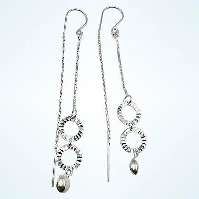 925 Sterling Silver Drop Dangle Threader Vintage Earrings 2 1/2   • $49.99