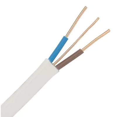 White 6mm Brown Blue Twin & Earth (T&E) 6242B Flat LSZH Power & Lighting Cable • £69.85