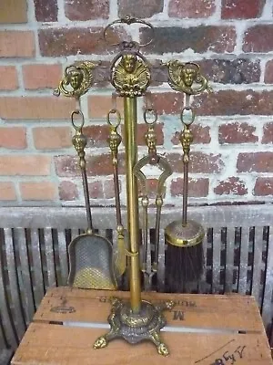 Set Chimney Servant Brass With Tools Ornate Angels • $229.90