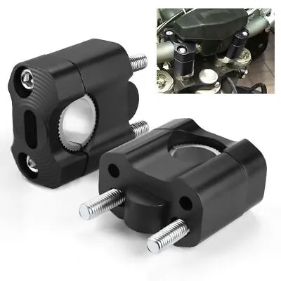 Black HandleBar Fat Bar Mount Clamps Risers Adaptor 7/8  To 1 1/8  Dirt Pit Bike • $16.66