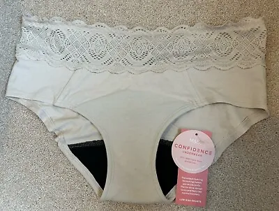 M&S Period Confidence Underwear Two Pairs Of Low Rise Shorts Size 12 Almond • £12
