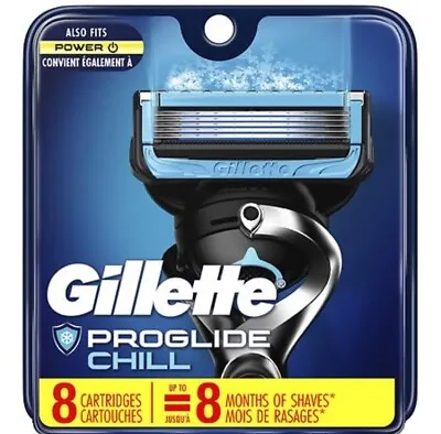 Gillette ProGlide Chill Mens Razor Blade Refills 8 Cartridges New Factory Sealed • $19.99
