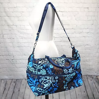 ❤️ VERA BRADLEY Java Floral Expandable Travel Tote Duffel Lighten Up Blue • $46.99