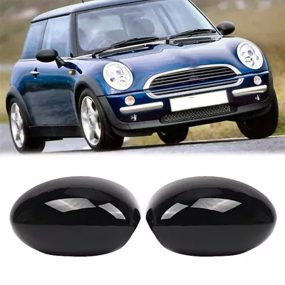 2PCS Black Mirror Cover Caps Fit For Mini Cooper R50 R53 Hatchback 2000-2006 • $41.37