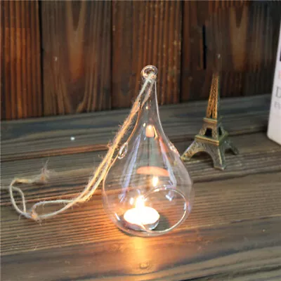 £9.95 • Buy 6-36PCS Glass Teardrop Baubles Tea Light Candle Holders Hanging Wedding Tealight