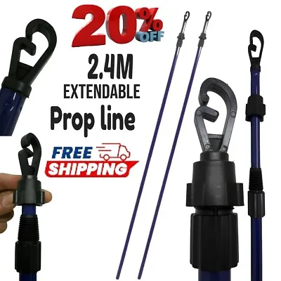 2.4m Extendable Prop Line Heavy Duty Clothes Washing Pole Outdoor Support Dryer • £7.99