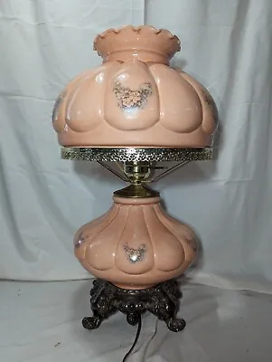 Vintage Peach Scalloped Ceramic Electric Hurricane Table Lamp • $39.99