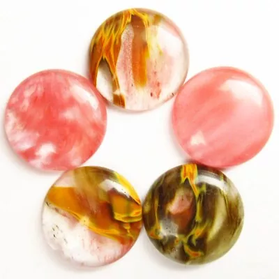 5Pcs 25x6mm Red Volcano Cherry Quartz Round Cab Cabochon D90249 • $12.47