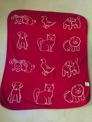 Martha Stewart Everyday Baby  Blanket 100% Cotton Knit Red & White W/Animals • $34.90