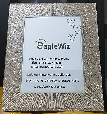 £13.99 • Buy EagleWiz Rose Gold Glitter Mirror Glass Photo/Picture Frame Sparkle RoseGold