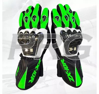 Kawasaki Ninja Motorcycle Racing Leather Gloves Race Guantes Kawasaki Race Gants • $70