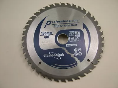 Cordless Saw Blade 165mm Thin Kerf DeWalt Makita Metabo Einhell 40 Teeth 20 Bore • £8.80