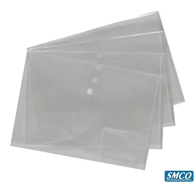 A4 POPPER WALLETS Press Stud Close PLASTIC DOCUMENT FOLDERS Filing BY SMCO • £2.66
