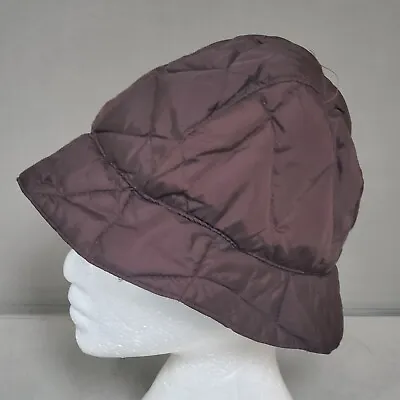 Eddie Bauer Down OS Dark Brown Goose Down Insulated Hat Bucket Lined Women Cap • $16.97