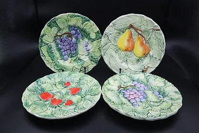 Neiman Marcus Majolica Fruit Plates 8  Made In Italy Set Of 4 • $50