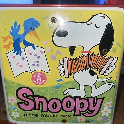 Vintage 1950 Snoopy Peanuts Wind Up Music Jack In The Box Mattel • $49.99