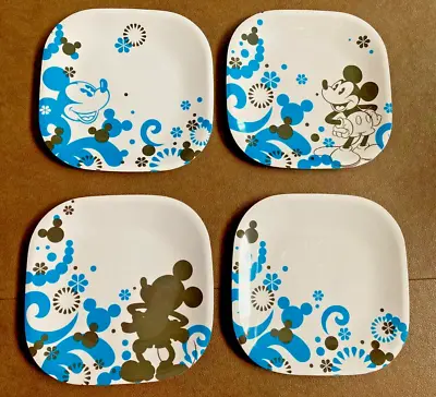 Vintage Disney Mickey Mouse Melamine Set Of 4 Plate Set. NEW • $24.95