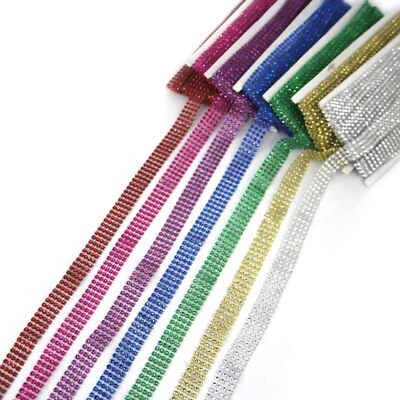 £6.99 • Buy Diamante Effect Ribbon - 4 Rows Mesh Diamond Crystal Craft Cake Bling