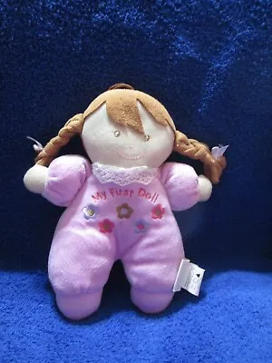 Stephen Baby My First Doll Rattle Brown Hair Sewn Eyes 8  • $14.99