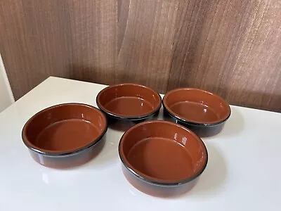 4 Glased Terracotta Dishes By Cermer - Oven Proof - Tapaz Olives Brûlée Dips • £4.50