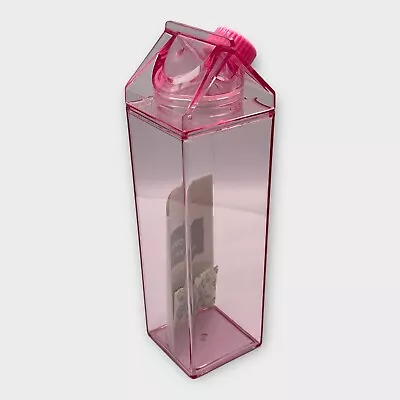 Fanovo Clear Milk Carton Water Bottle Aesthetic Water Bottles - 3 Pack Pink • $19.99