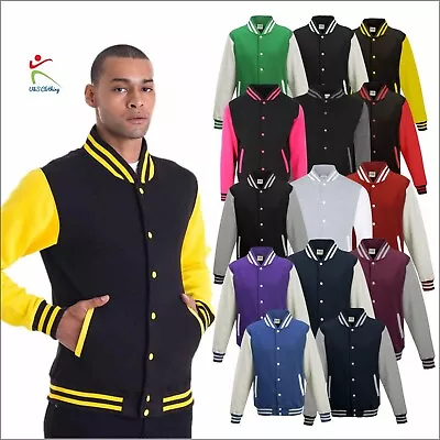 AWDis Unisex Men's Casual Varsity Baseball Jacket College Letterman American TOP • £22.99