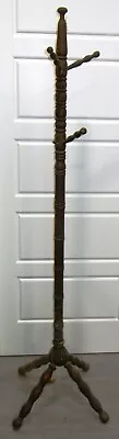 Antique Solid Oak Coat Hat Rack Clothes Hall Tree Stand Needs Turnings Gluing • $125