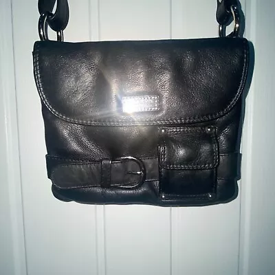 Vintage Suzy Smith Small Black Leather Shoulder Bag - Across Body BY2K Mini Bag • £15