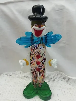 Vintage 1960's Mid Century Italian Venetian Murano Glass Clown 10.5 Inches High • £35