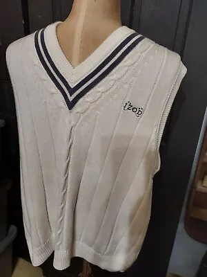 Vintage Izod Golf Cable Knit V-Neck Tennis Style Sweater Vest Large • $18