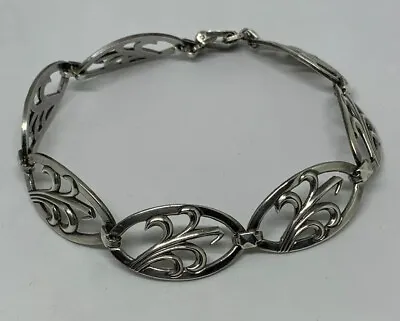 Vintage Fleur De Lis 7-1/2  Sterling Silver Bracelet Large Link 14mm Wide 13.6g • $84.99