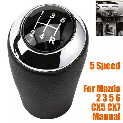 Leather Gear Knob Shift Stick Manual 5 Speeds For MAZDA 3 5 6 CX-7 MX-5 • $21.34