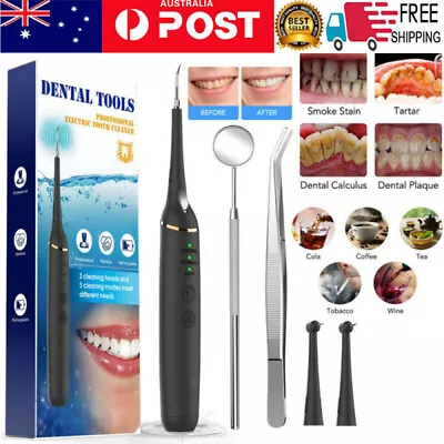 Electric Ultrasonic Dental Tartar Plaque Calculus Tooth Remover Teeth Cleaner AU • $24.45